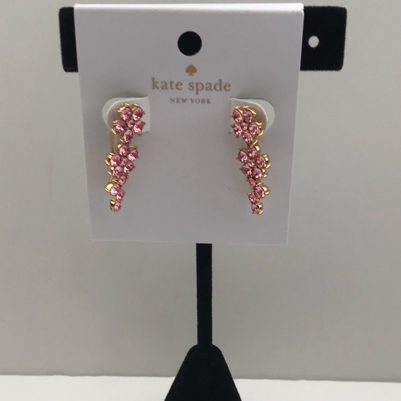 Nwt Kate Spade NY Pink Floral Pierced Crawler Earrings - Picture 2 of 8